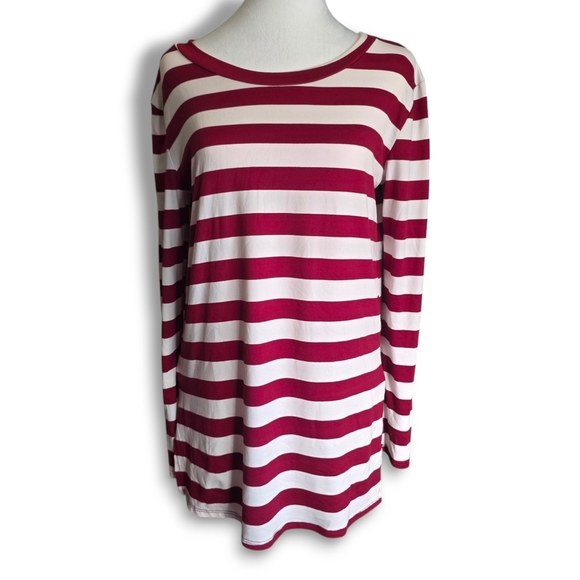 Reborn J Maroon Stripped Long Sleeve Top - Picture 1 of 7